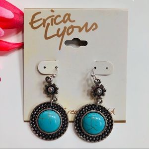 Erica Lyons Turquoise & Sliver Drop Earrings🌺